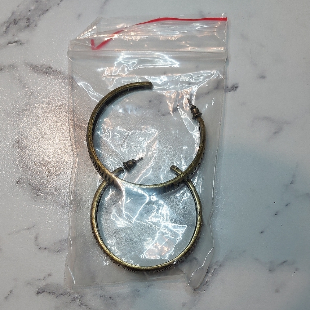 NWOT Dark Gold Hoop Earrings